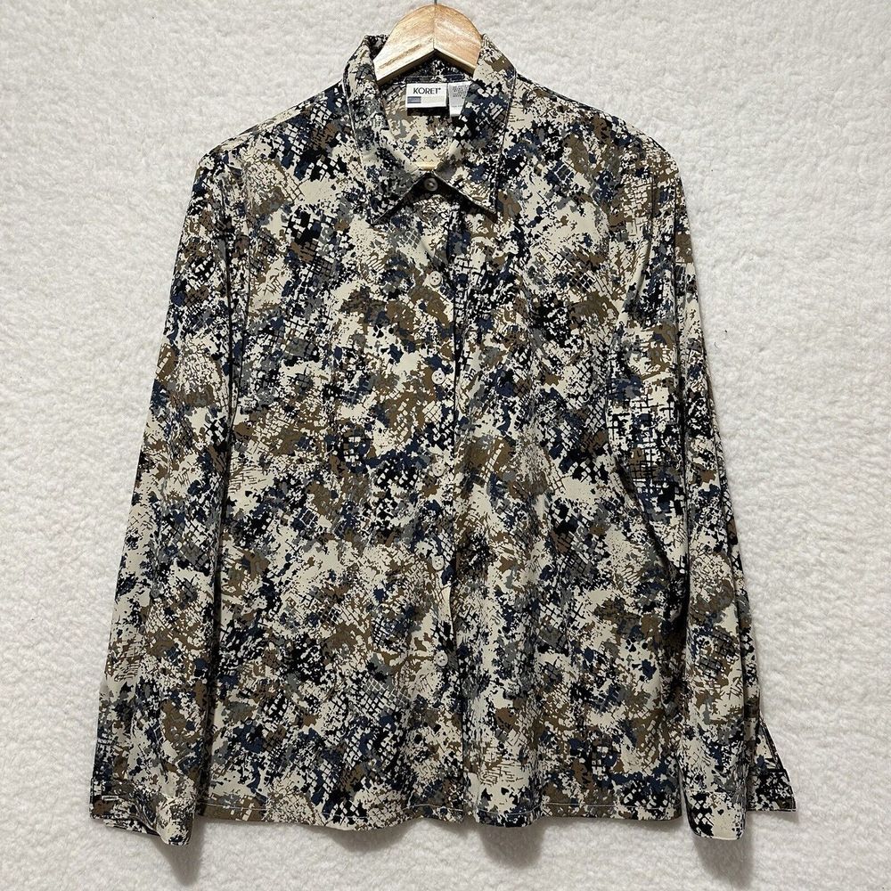 KORET VTG Women's Multicolor Long Sleeve Button Down Blouse Size 12